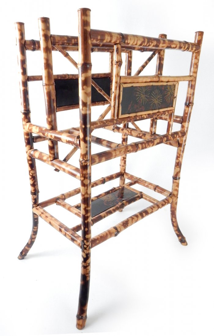 Victorian Bamboo Magazine Rack: Victorian bamboo periodical rack. [21 1/2" W x 10" D x 30" H].