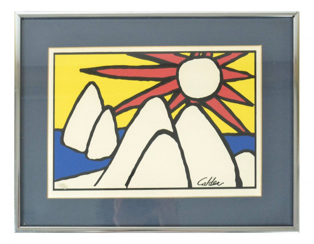 Alexander Calder Lithograph: Framed abstract lithograph. [Sight: 8" x 12"; Frame: 12 1/4" x 16 1/4"]. In good condition; not examined out of frame.
