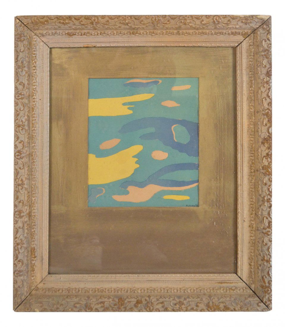 Fernand Leger, "Water" - Lithograph: Abstract 1937 lithograph of "Water". Framed under glass. [Sight: 11 1/8" H x 9 1/8" W; Frame: 25 1/8" H x 21 1/8" W]. Toned.