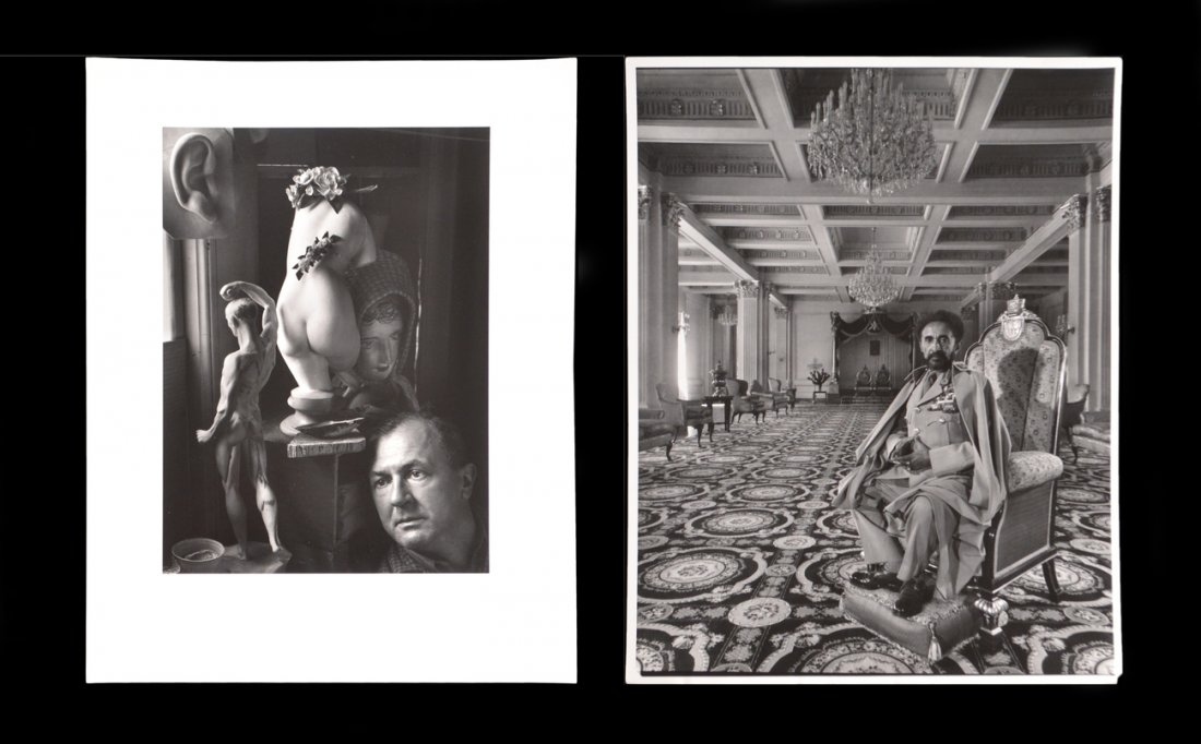 Two Arnold Newman Photographs, Portraits: Gelatin silver prints bearing Arnold Newman's rubber stamp copyright on verso of each. Comprises: 1.) Inscribed in pencil on verso "George Grosz, Bayside, Long Island, 1942". [Image: 10" x 7 3/8" on s