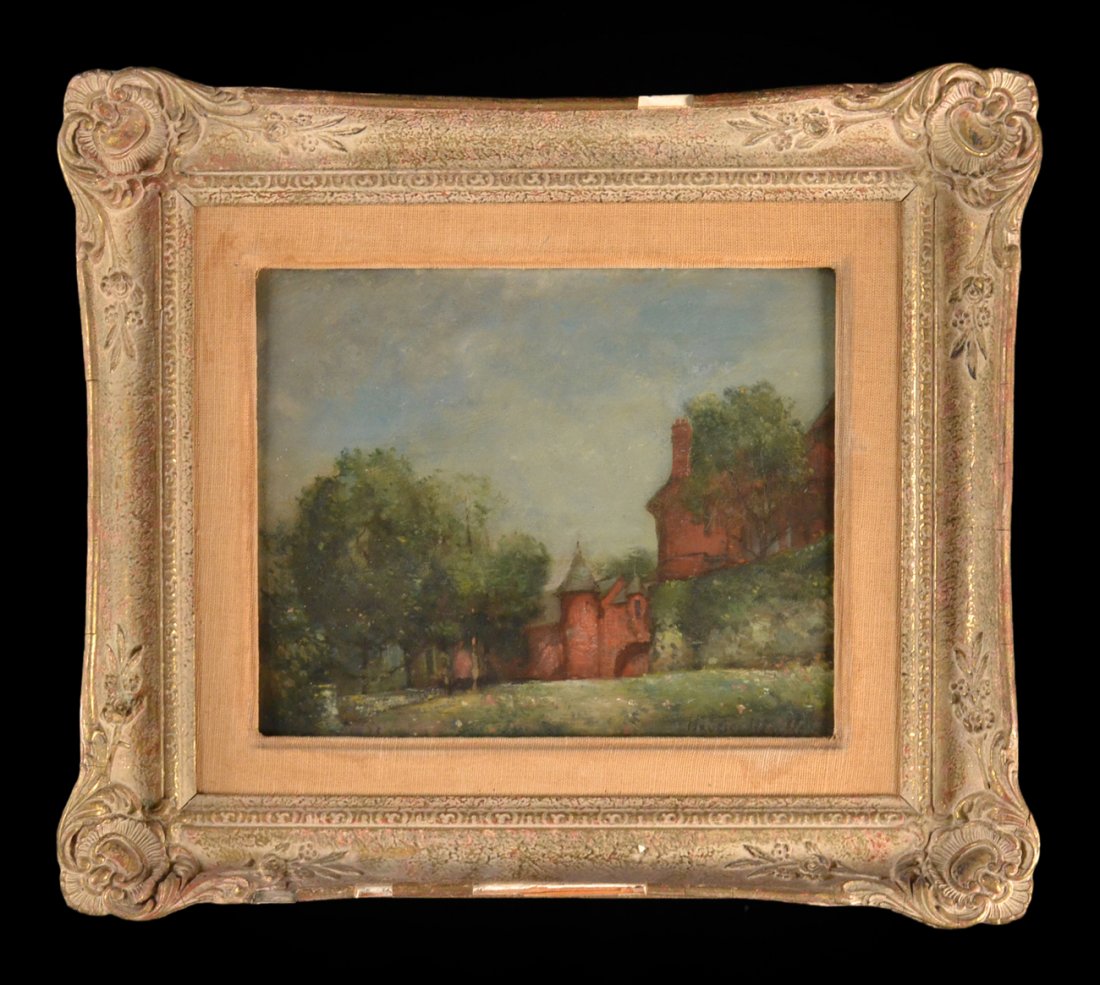 After Maurice Utrillo, Houses: Framed painting of a house in a country setting. Signed lower right. [Art: 10" x 12"; Frame: 15 1/2" x 17 1/2"].