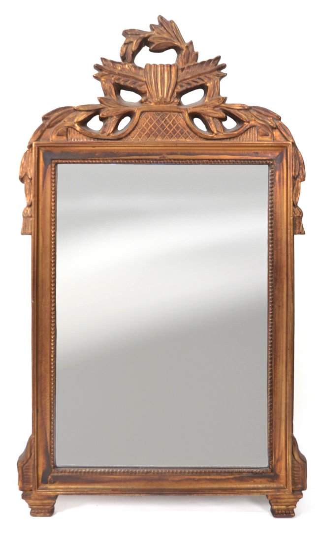 Garland and Leaf-Form Mirror: Garland and leaf-form mirror. [45" H x 26" L].
