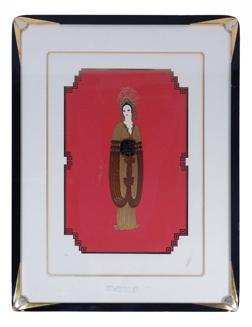 Erte, Serigraph - "Plum Blossom": Erte, serigraph titled "Plum Blossom". Dyansen Gallery label verso. Edition # 78/300. [36" H x 27 1/2"].