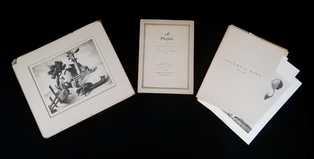 Thomas Hart Benton, Farmer and Pigs: Comprises: Benton lithograph print, accompanied by miscellaneous prints. [Litho: 12 7/8" H x 14 1/2" W]. Glued down to board, discoloration.
