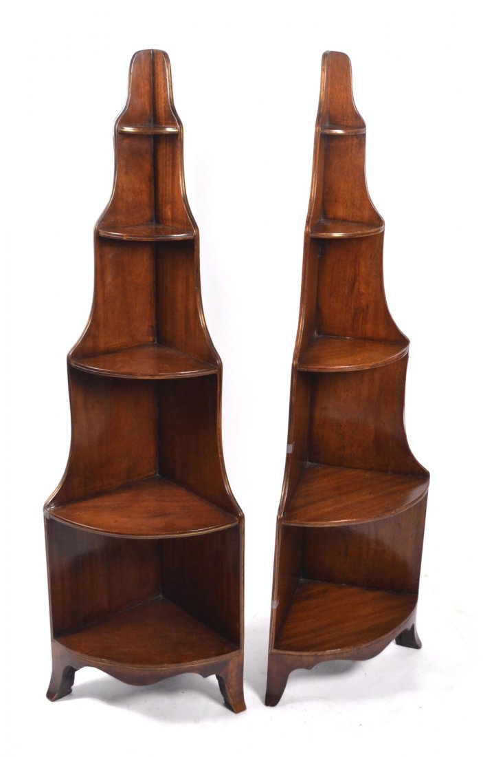 Pair of Regency Corner Étagères: Pair of regency corner étagères.