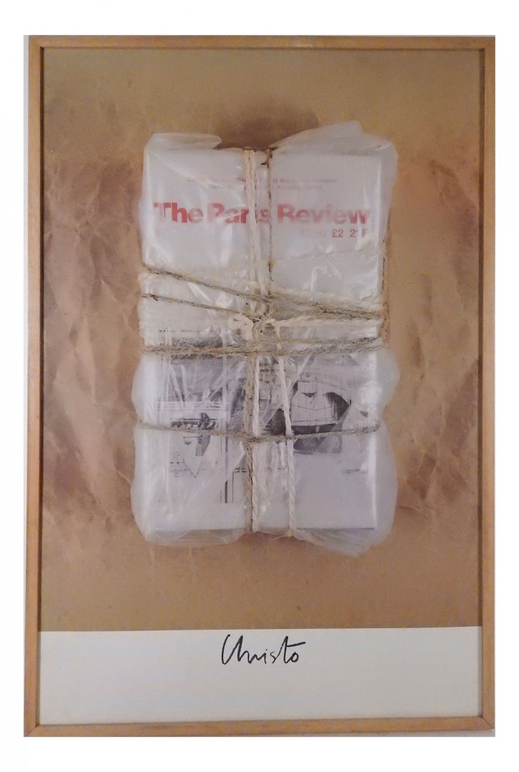 Christo, The Paris Revue W. Poster: Printed signature. [Sight: 35 1/2" H x 23 1/2" W; Frame: 36 3/4" x 24 3/4" W]. Surface grime.