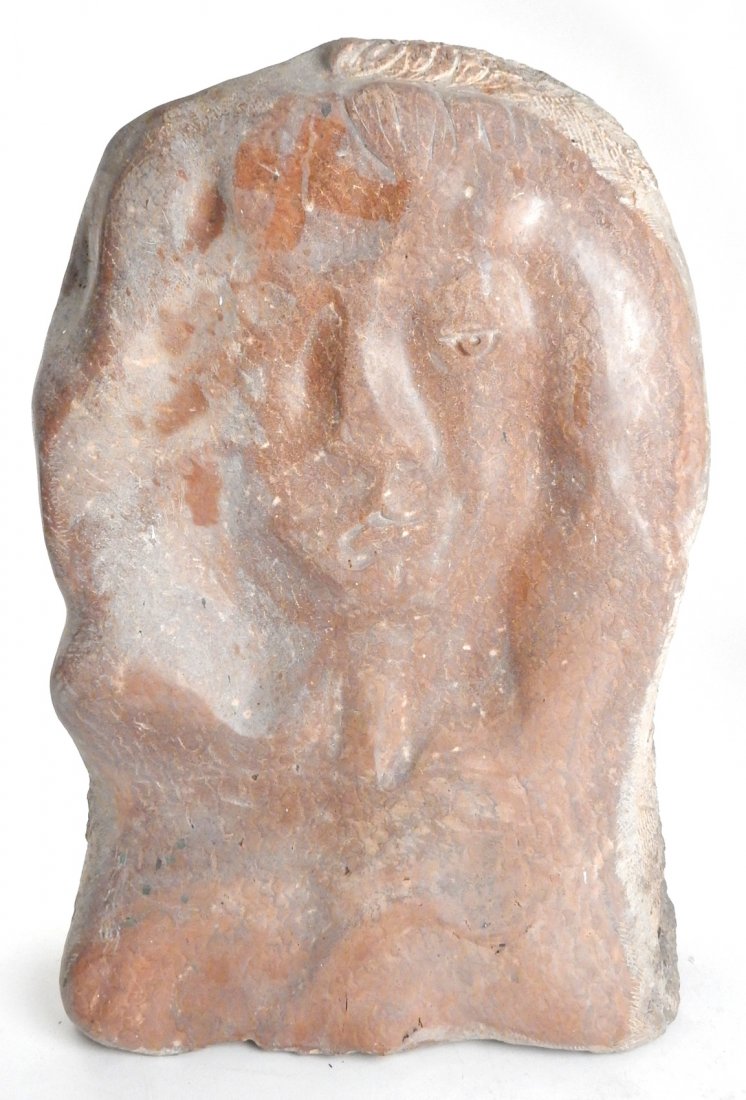 Marble Abstract Female Bust: Abstract marble female. [15" L x 25" H]. Scratches and abrasions. From the collection of Spencertown Art & Antique Company.