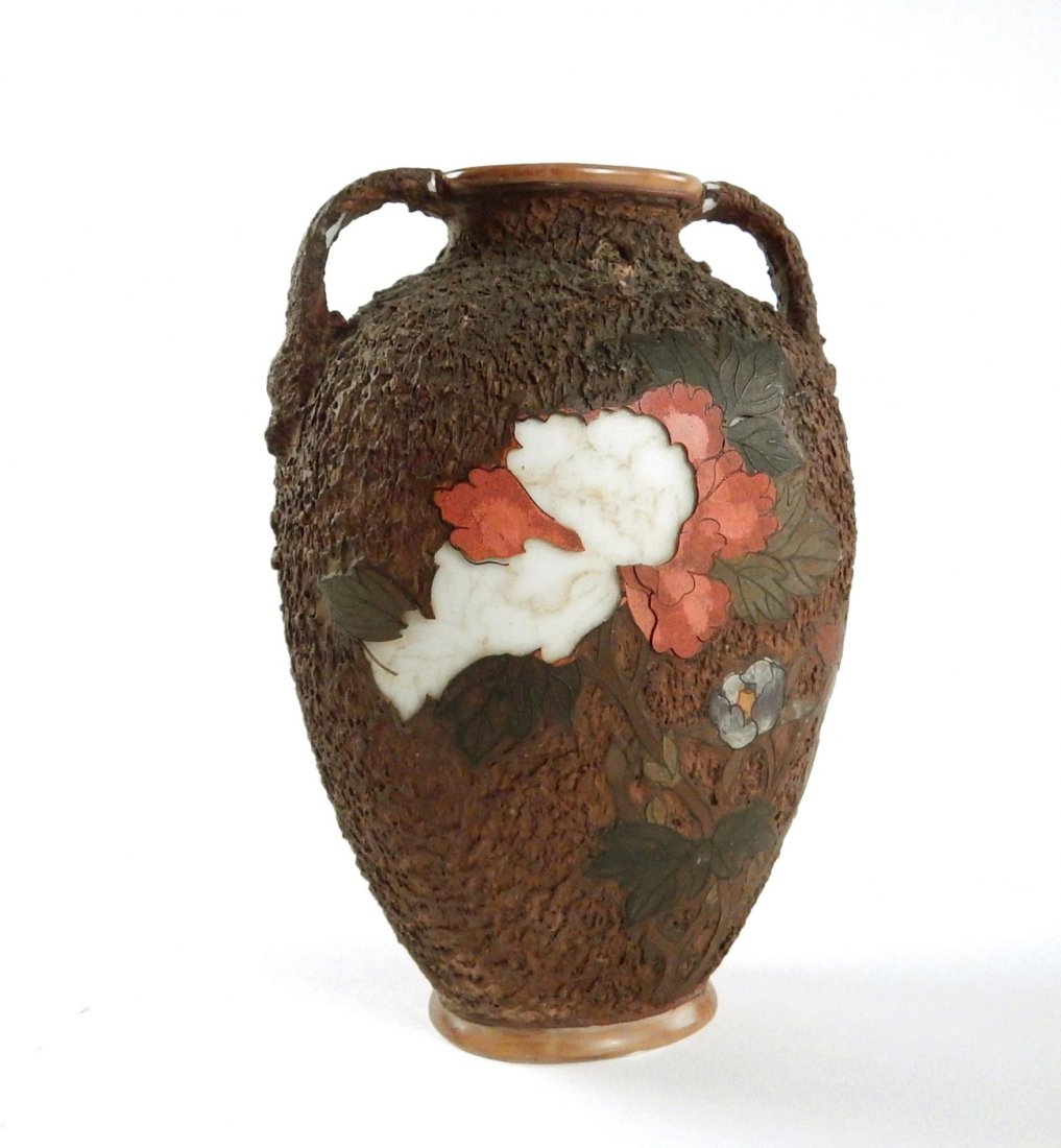 Nippon Floral Vase: Nippon floral vase. [4 1/2" W x 3 1/2" D x 6" H]. Sold "as is".
