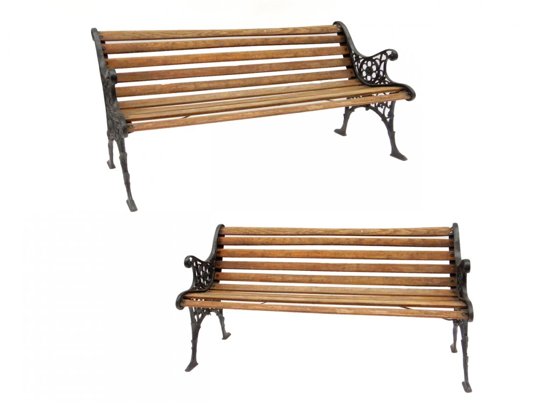 Pair of Wood and Cast Iron Benches (1 of 10)