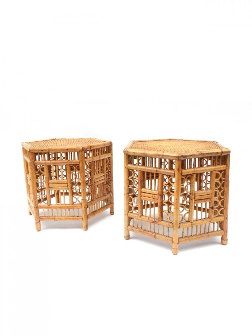 Pair of Bamboo and Cane Side Tables (1 of 6)
