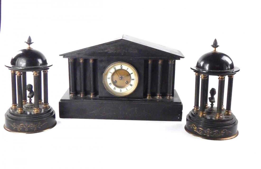 3-Piece Black Slate Clock Set (1 of 10)