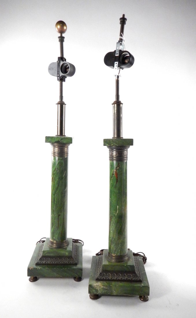 Pair of Green Marbleized Lamp (1 of 6)