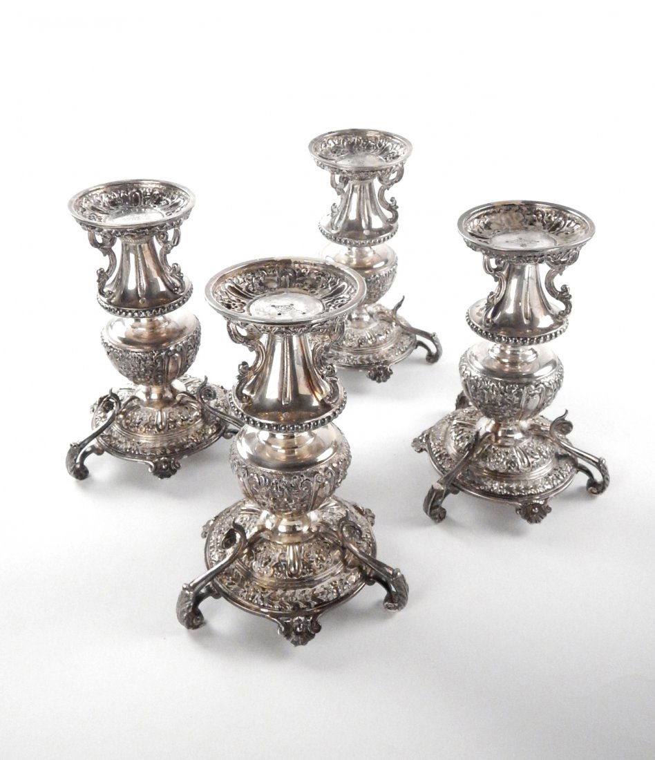 Mid-19th C. British Silver Plate Candlesticks (1 of 10)