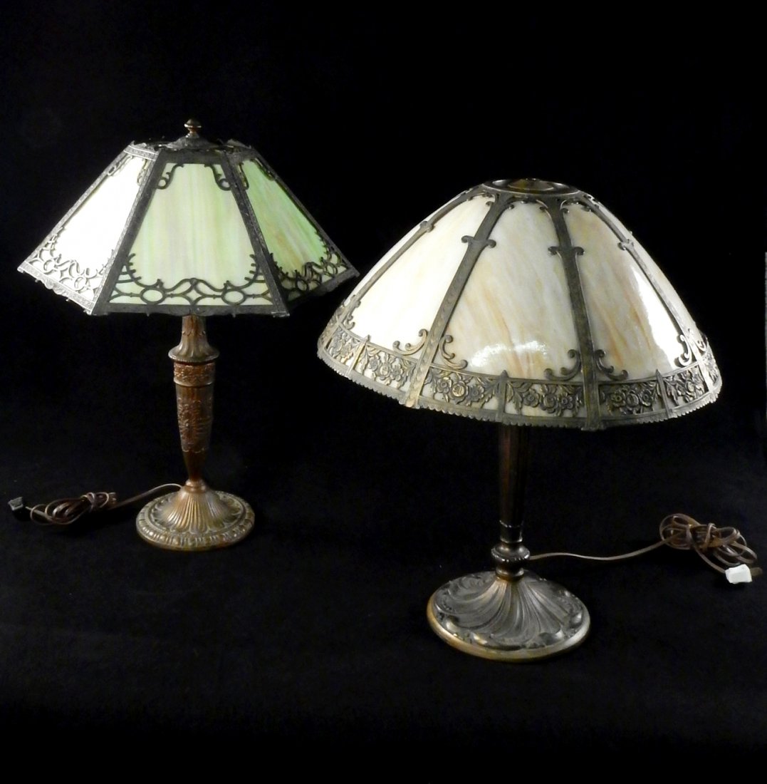 Two Slag Glass Lamps (1 of 7)