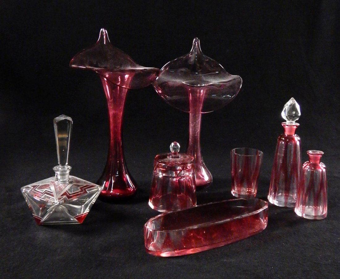 9 Pieces of Cranberry Glass (1 of 6)