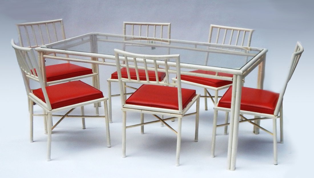 Mid-Century Modern Metal Table, 6 Chairs (1 of 10)