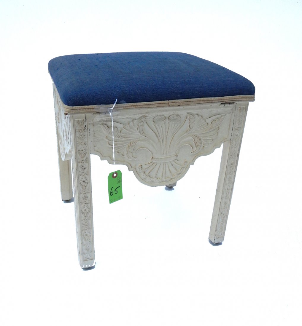 Carved Bench with Floral Motif (1 of 3)