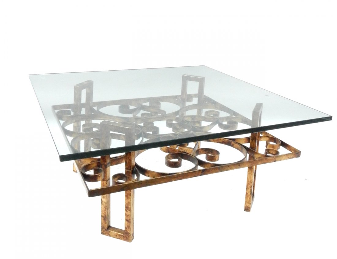 Glass and Gilt Iron Cocktail Table (1 of 7)