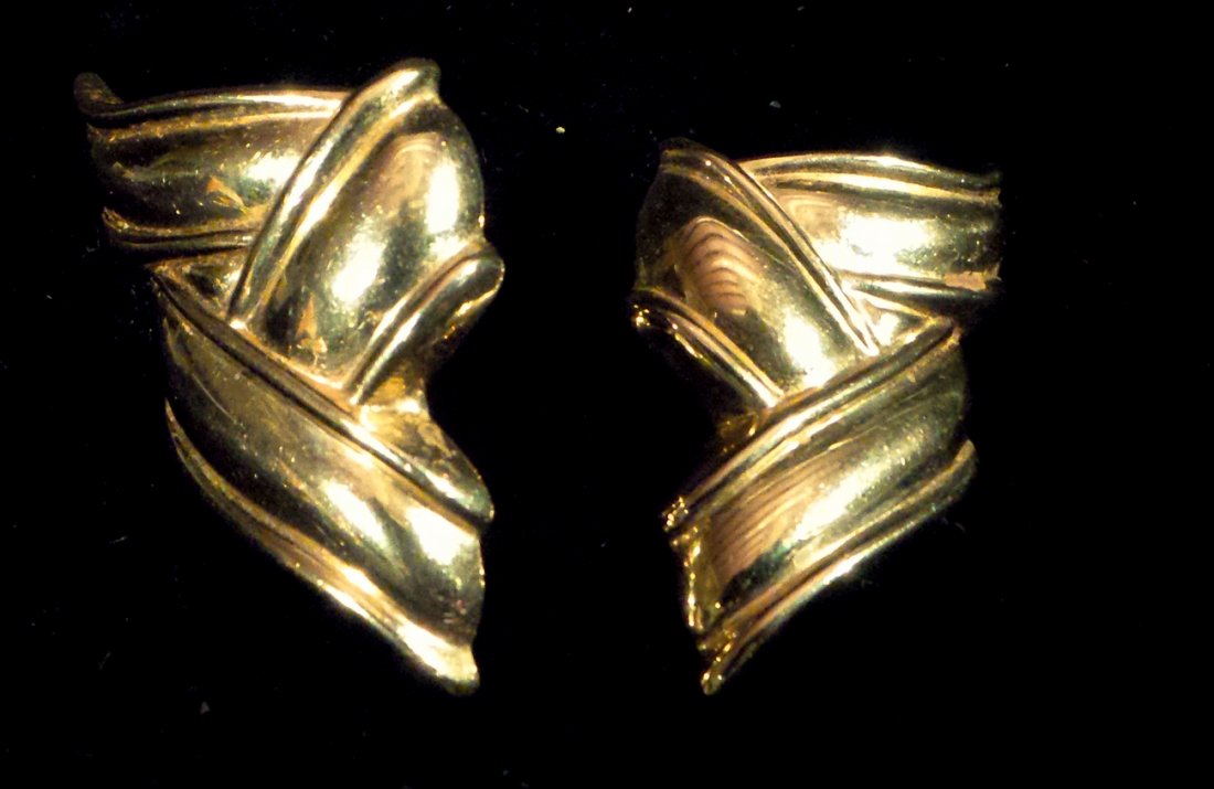 Pair of 14k Gold "Ribbon" Earrings (1 of 6)