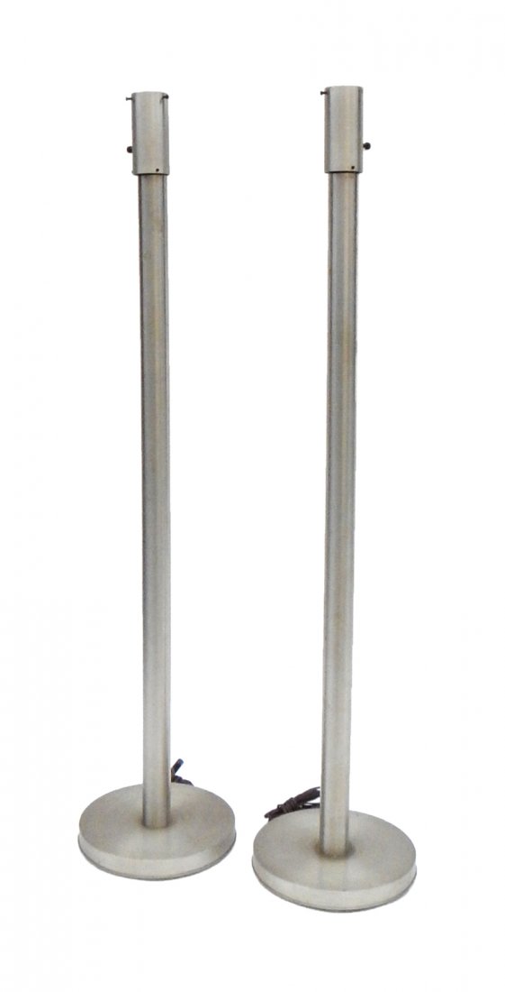 Pair of Aluminum Art Deco-Style Floor Lamps (1 of 4)