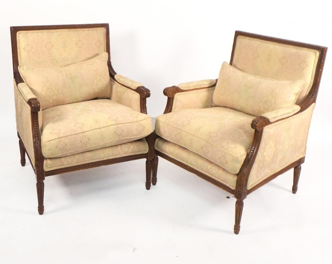 Pair of Louis XVI-Style Bergères (1 of 10)