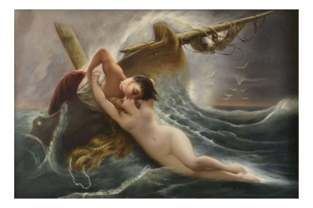KPM Porcelain Plaque, "Kiss of the Wave" (1 of 7)