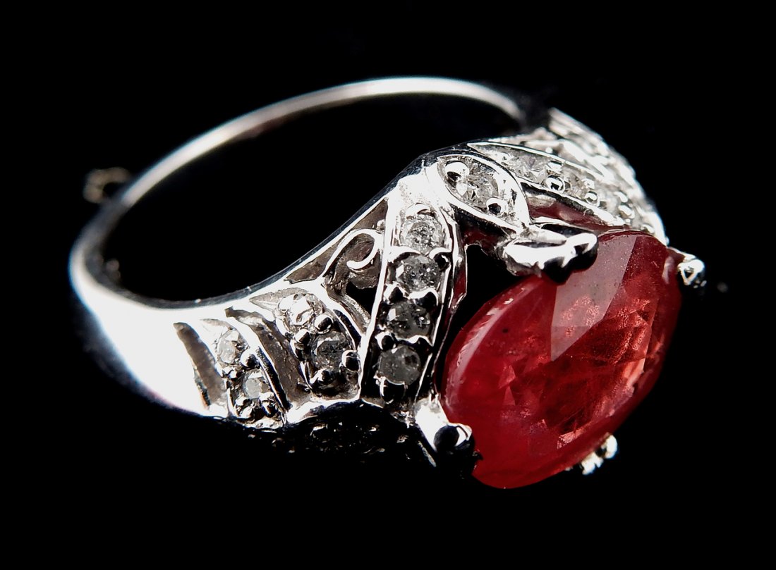 14k Orange Sapphire, Diamond Ring (1 of 3)