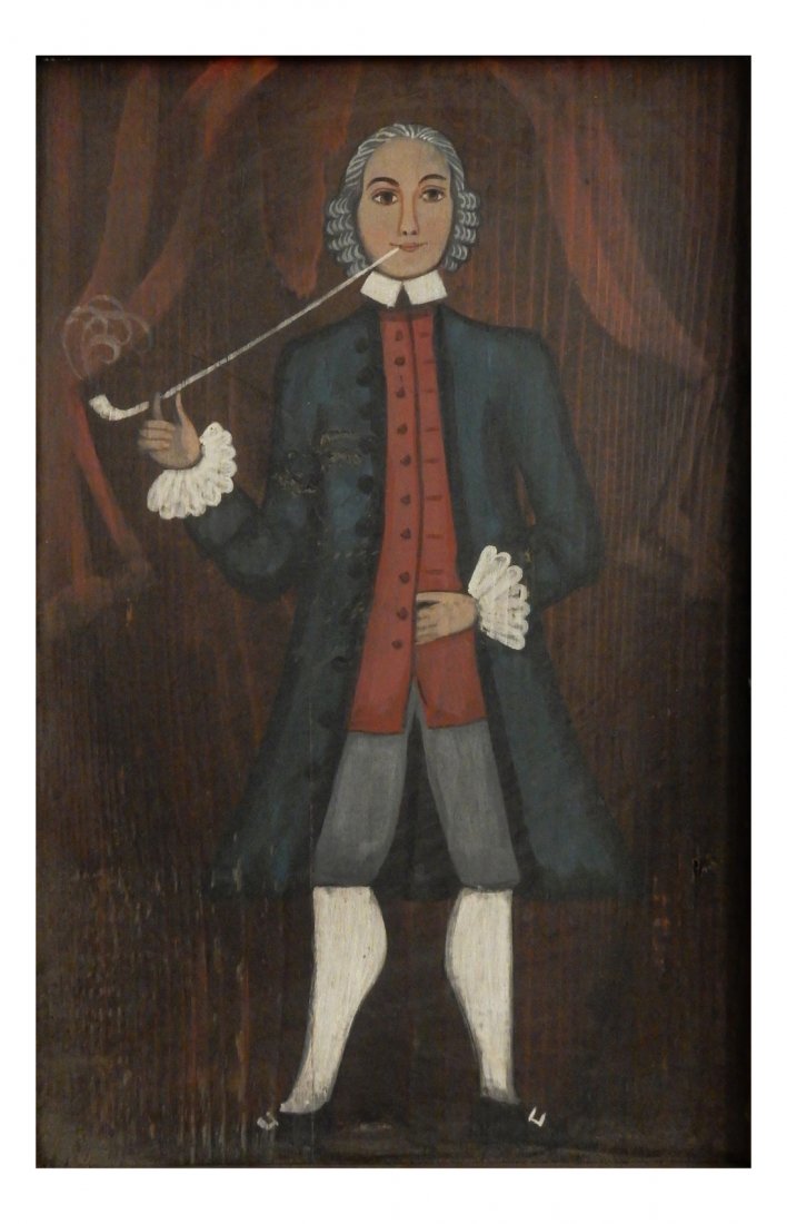 Painting on Wood, Man with Pipe (1 of 3)
