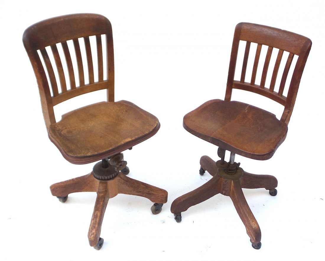 Two Oak Swivel Side Chairs (1 of 10)