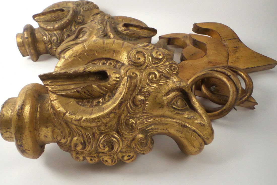 Pair of Ornate Gilt Wood Drapery Rods (1 of 7)