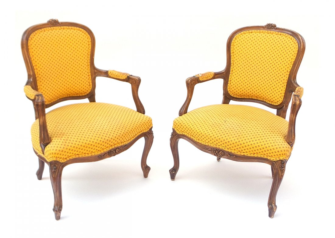 Pair of Louis XV Style Armchairs (1 of 8)