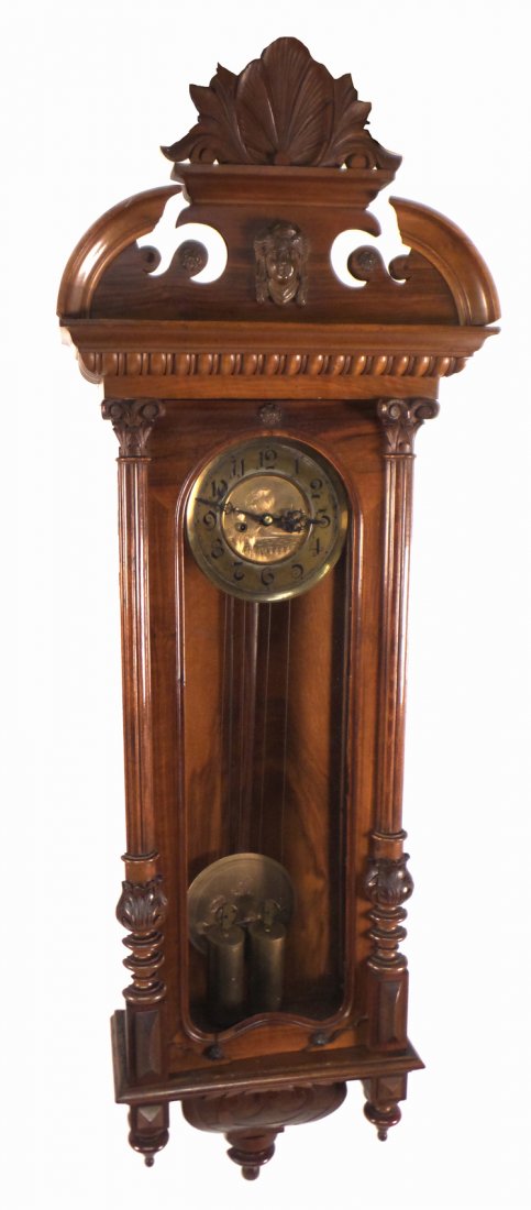 Carved Walnut Regulator Clock (1 of 9)