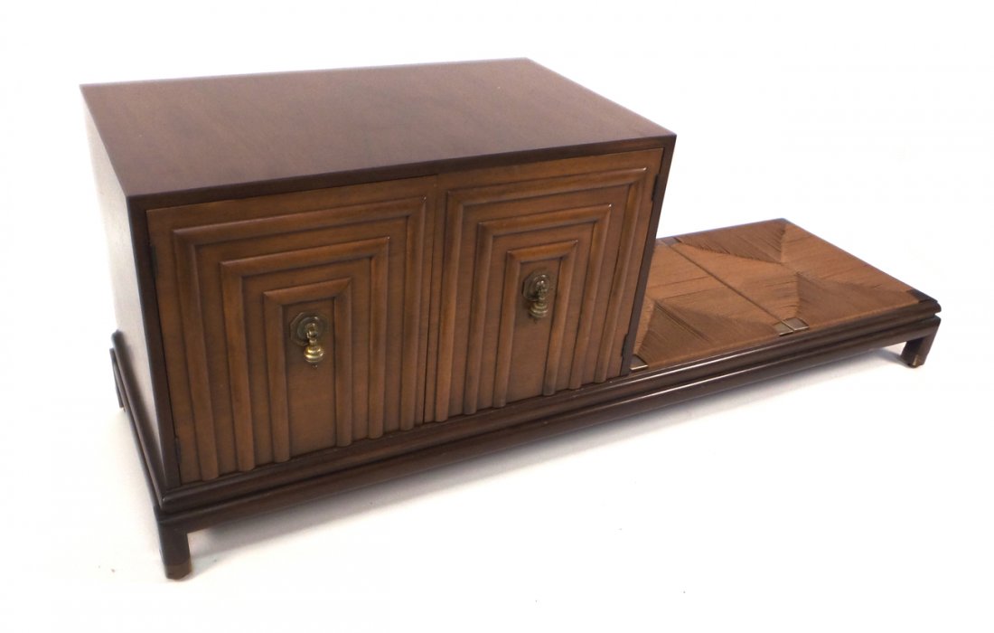 Modern Rattan and Mahogany Cabinet (1 of 9)