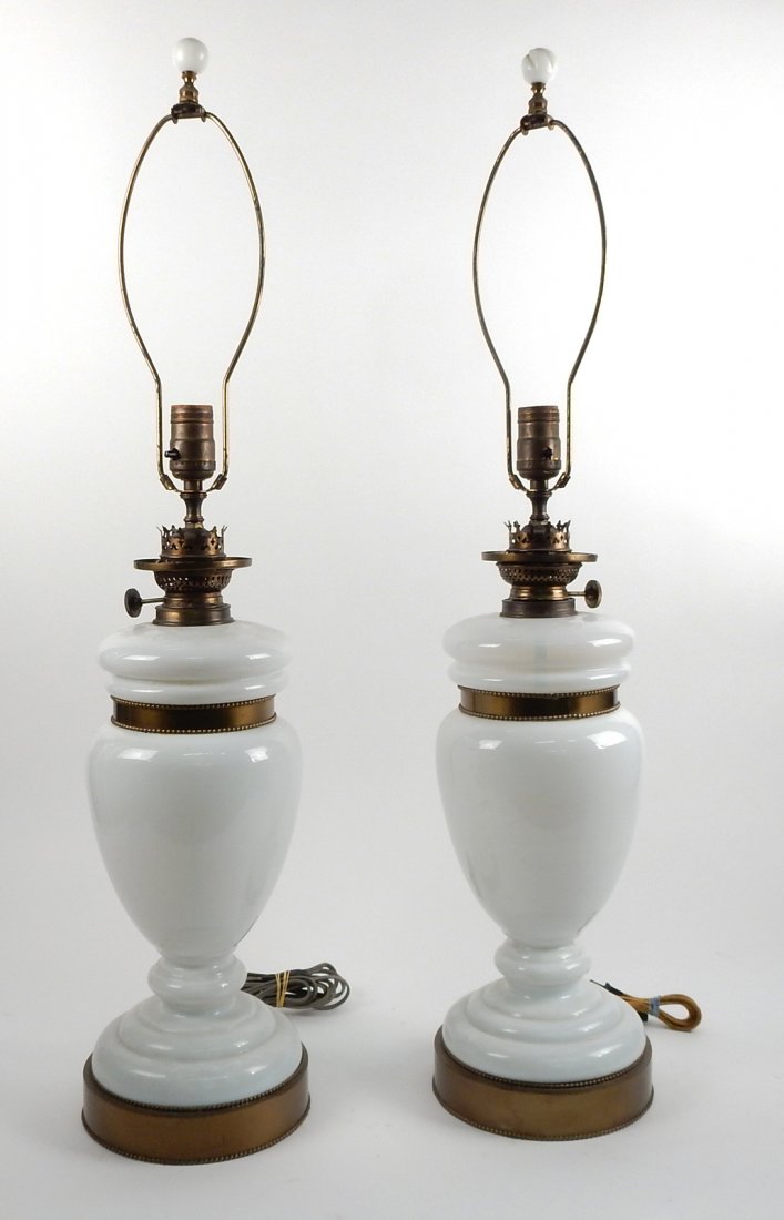 Pair of Milk Glass Lamps (1 of 7)