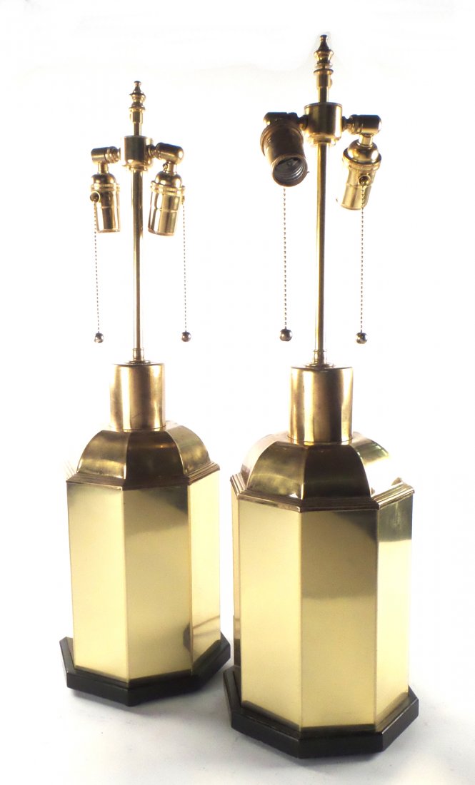 Pair of Octagonal Brass Lamps (1 of 6)