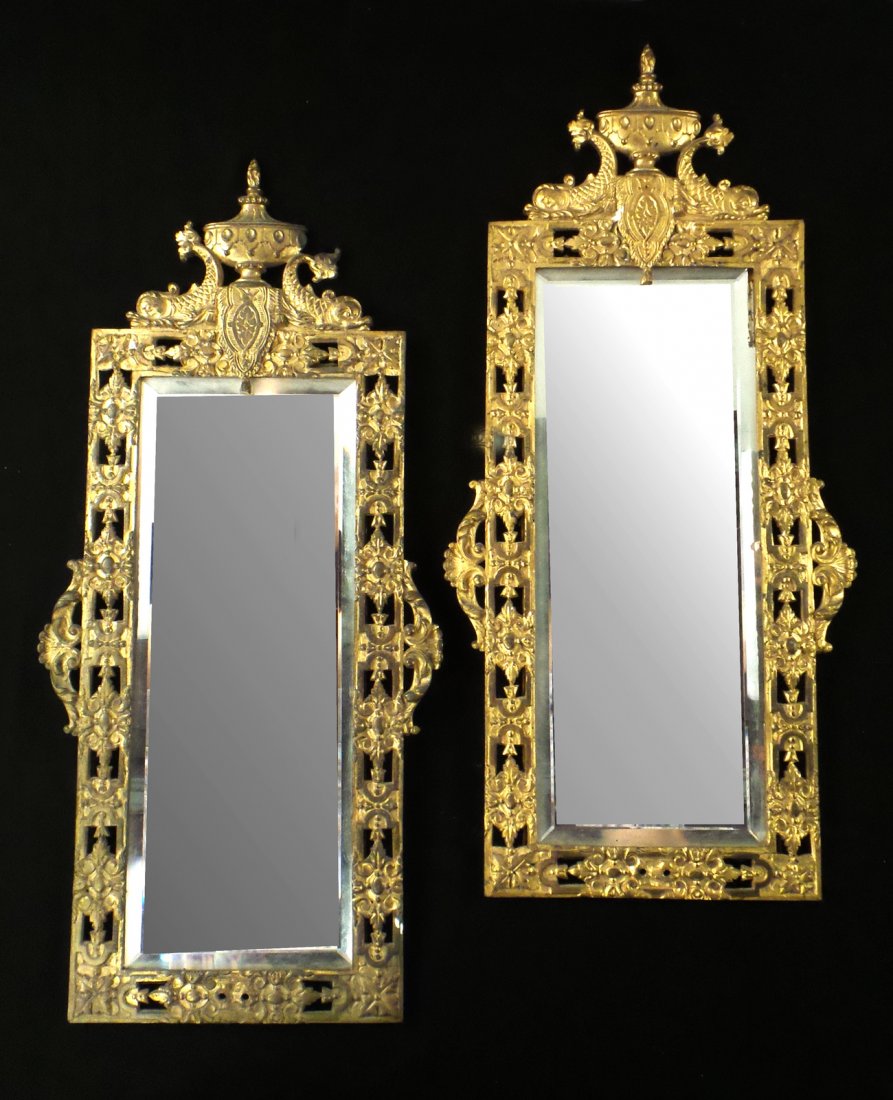 Pair of Ornate Bronze Mirrors (1 of 3)