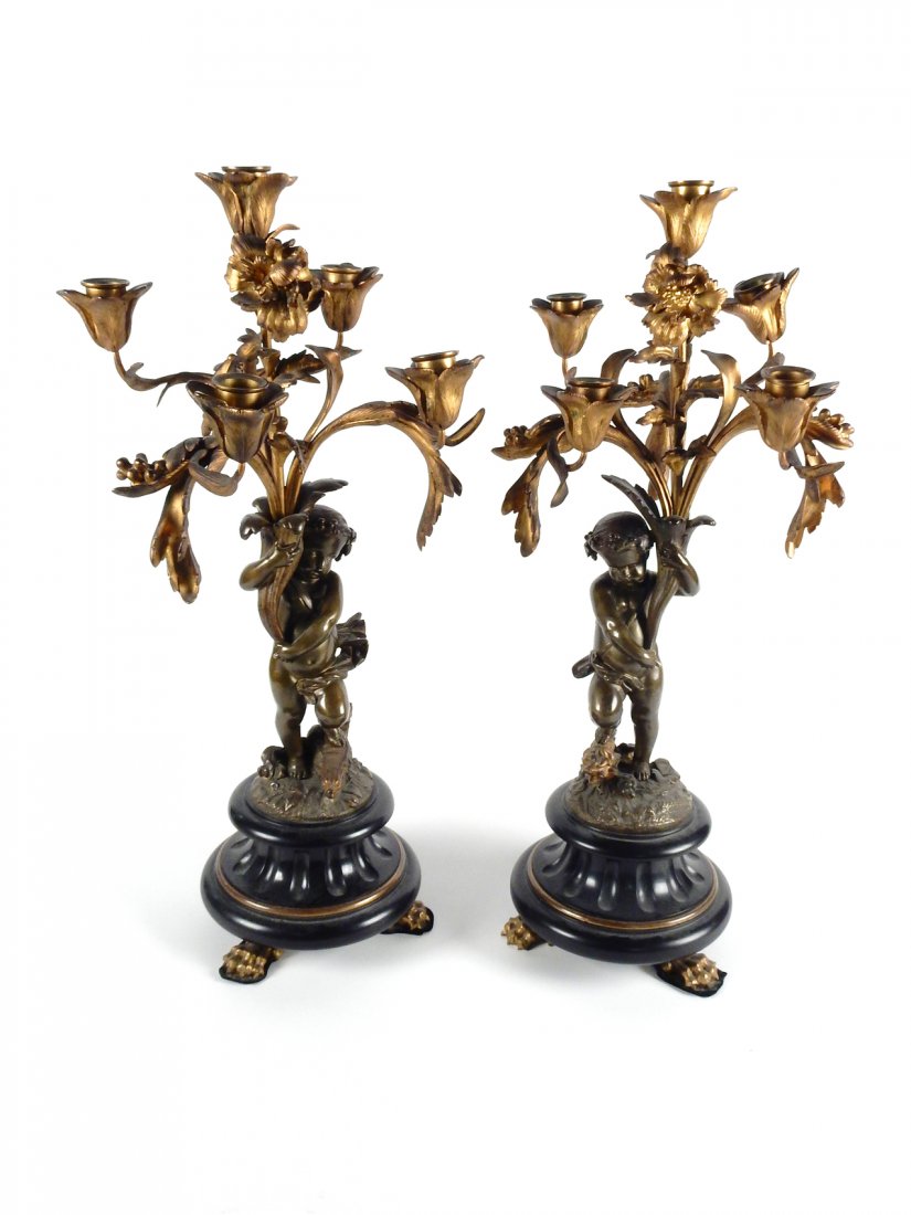 Pair of Bronze Putti Candelabrum (1 of 10)