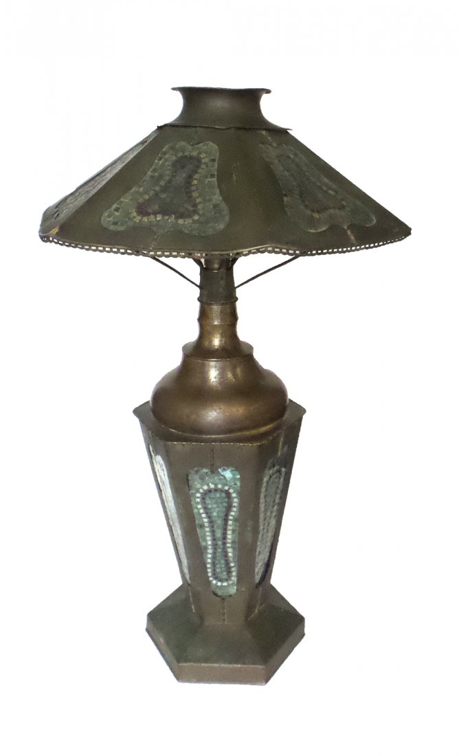 Arts and Crafts Tile Inlaid Lamp (1 of 8)
