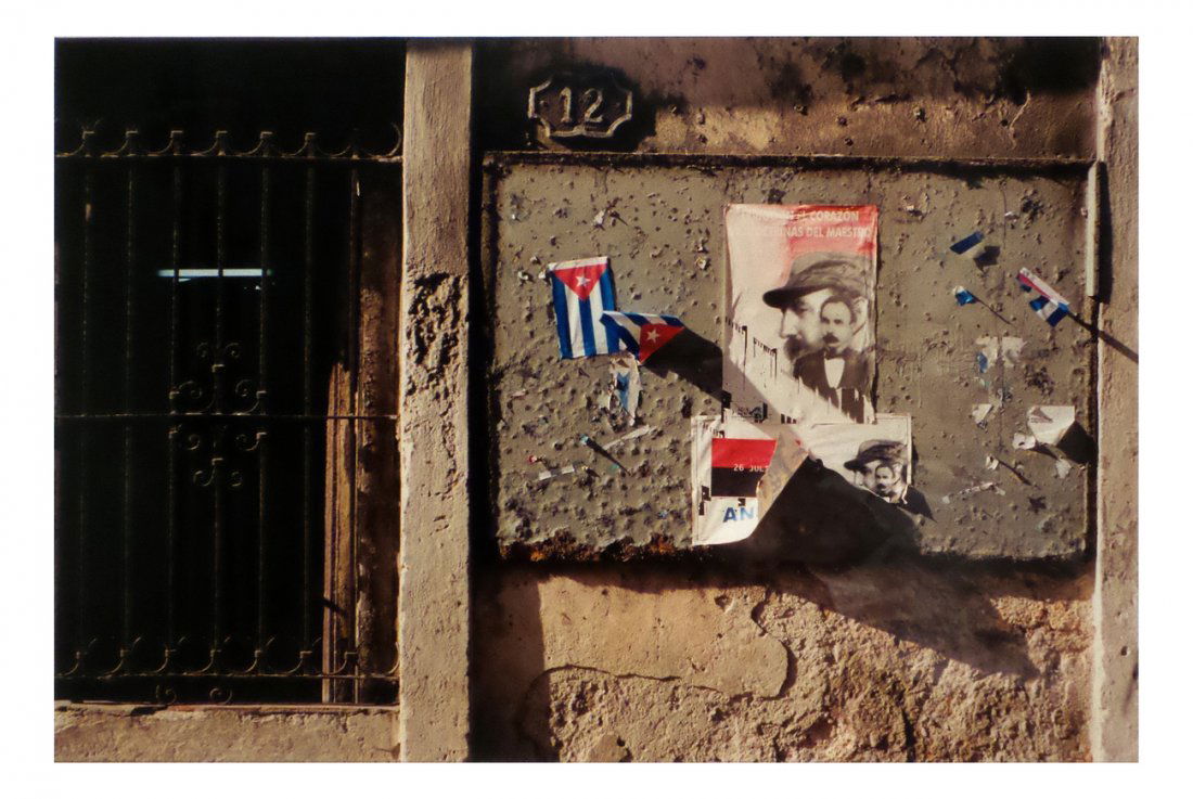 Dana Buckley "Tres Comandantes": Framed chromogenic print by Dana Buckley, Centro Habana, Cuba 2001, Edition 1 of 20. [Sight: 14 1/2" x 22"; Overall: 20" x 24"; Frame: 25 1/4" x 33"]. In good condition.