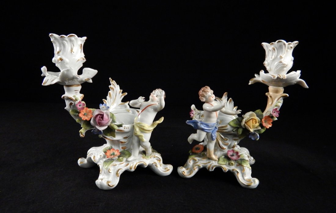 Capodimonte Candle Holders; Vases (1 of 9)