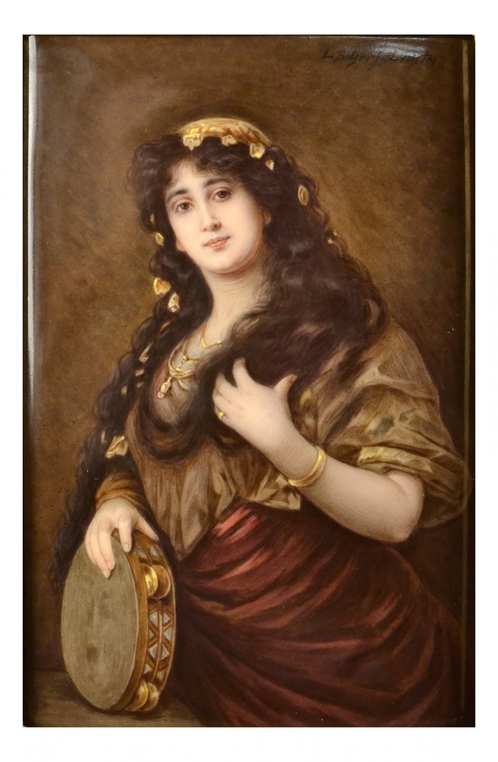 KPM Porcelain Plaque, Gypsy Woman (1 of 5)