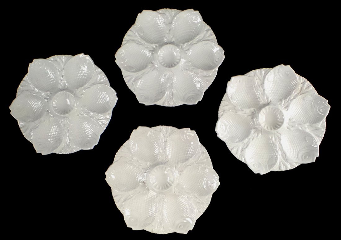 Set of Four Antique Minton Oyster Plates (1 of 7)