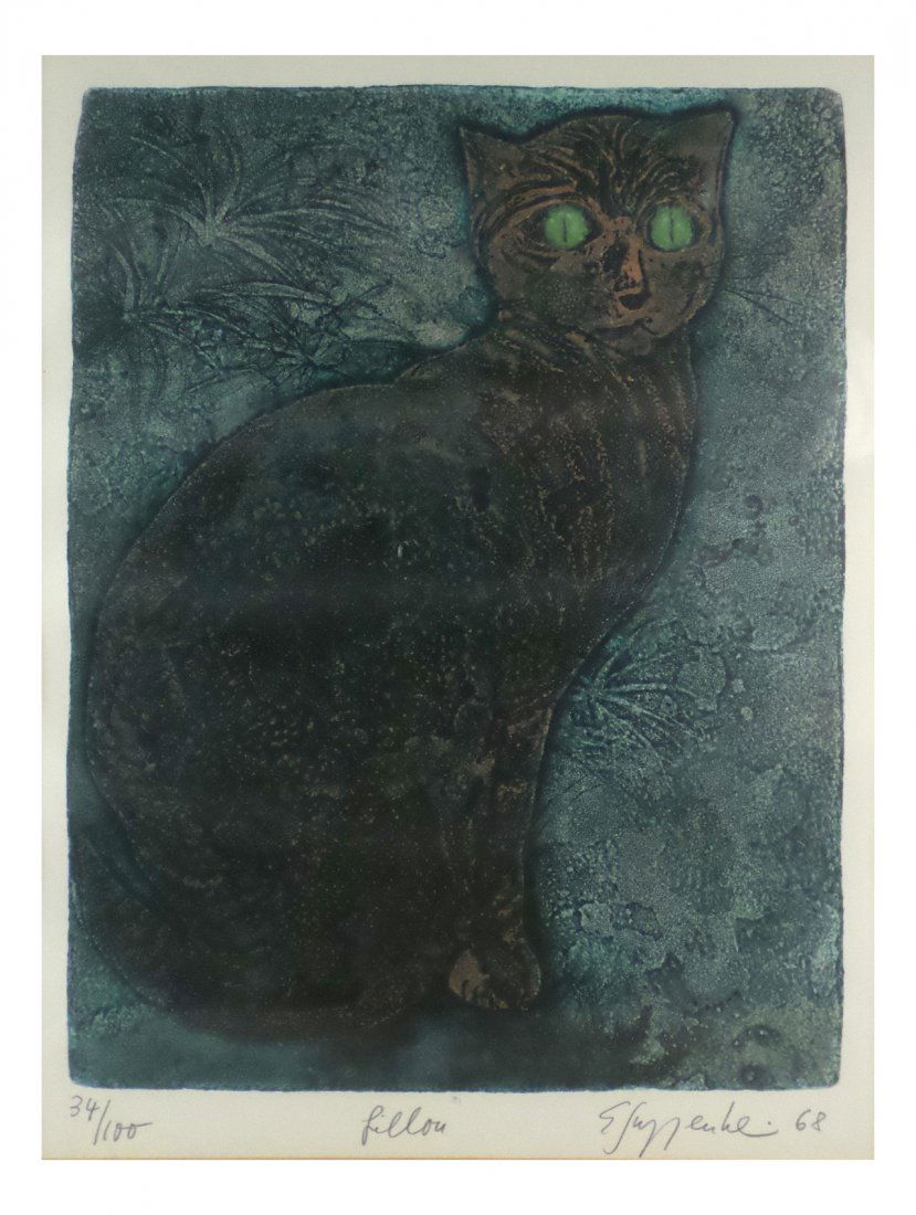 "Fillou", Black Cat Lithograph (1 of 7)