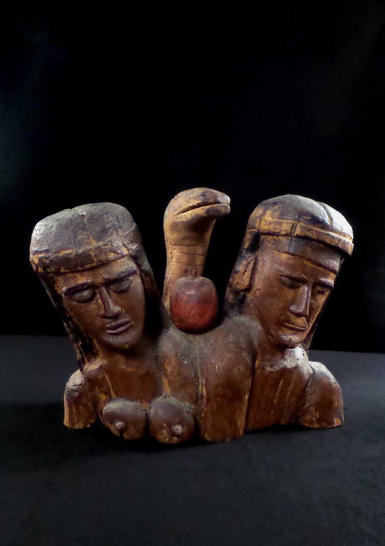 Carved Wood Primitive Adam & Eve (1 of 6)