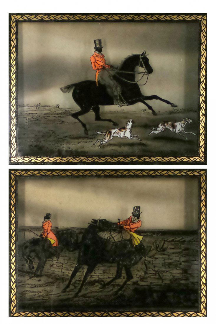 Pair 19th C. English Hunt Scenes (1 of 5)