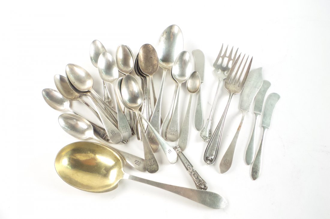 Assorted Silver Flatware with Silver Plate Basket (1 of 10)