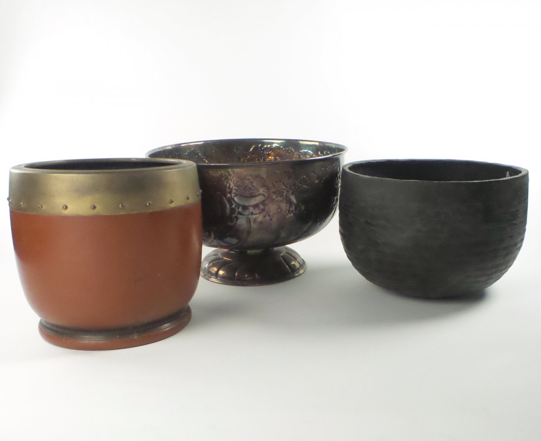 3 Silver Plate Articles; Bowls, Planter (1 of 6)