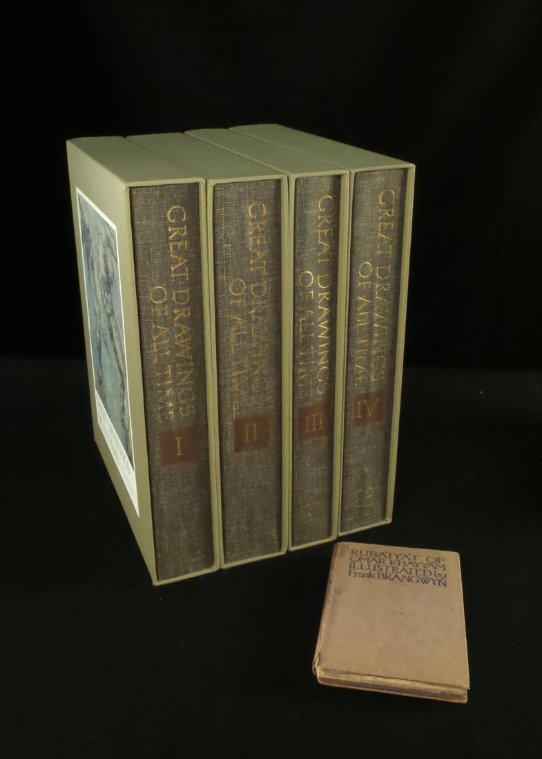 5 "Great Drawings of All Times", 4 Vols.: Comprises four volumes with sleeves "Great Drawings of All Time". [Each: 11 1/2" x 14"]. Sherwood Publishers, Inc. New York. In very good condition. Accompanied by Rubaiyat of Omar Khayyam, illustrate