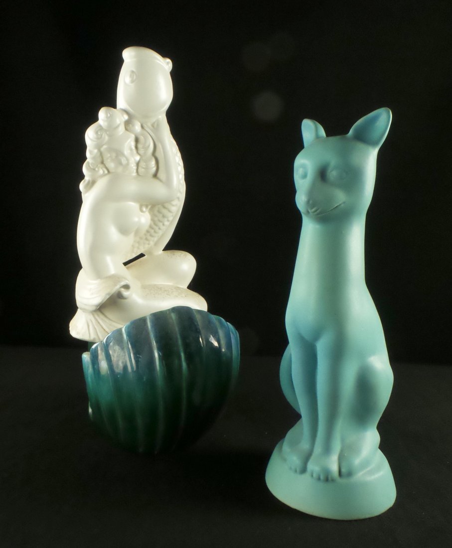 Van Briggle, Cat and Mermaid Lamp (1 of 8)