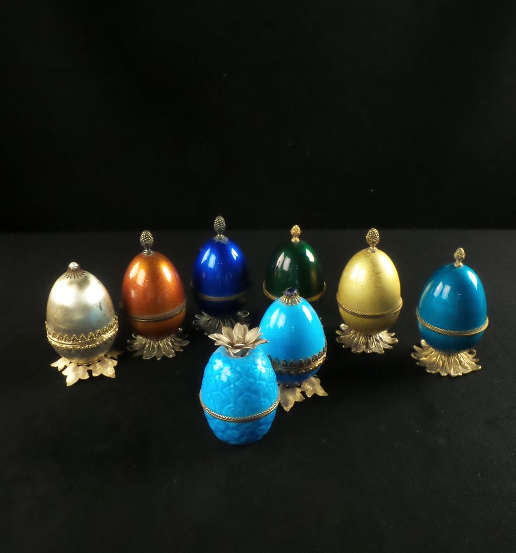 Eight Enamel Hinged Boxes (1 of 8)